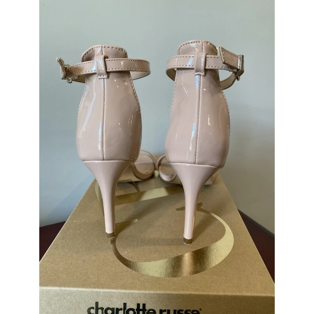 Charlotte Russe Rory Women's Size 7 Beige High Heel Nude Open Toe Ankle Strap